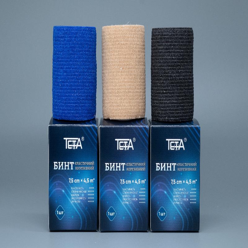 Бинт когезивний Teta® еластичний, чорний 7,5cm * 4,5m